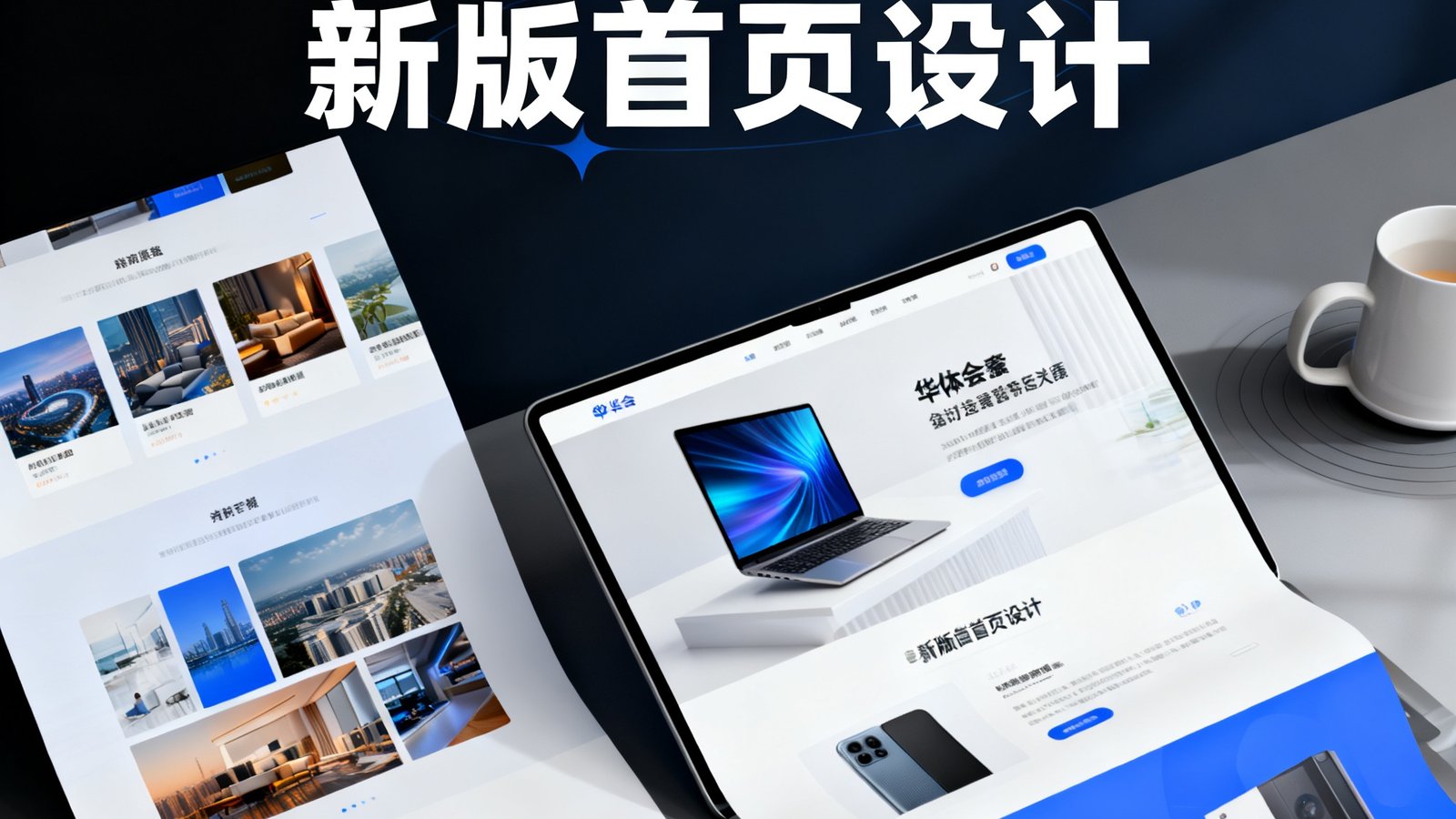 华体会V4.8版本全新界面改版发布，展示新版首页设计，采用杂志风格排版，视觉层次分明
